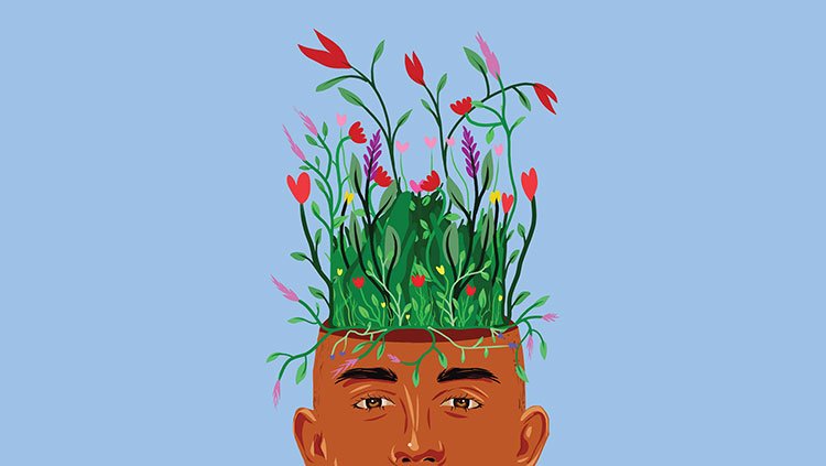 Flowers growing out of head