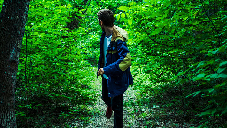 Man running in the forest