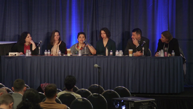 Panelists address the audience at the Navigating Career Transitions in Neuroscience lecture.