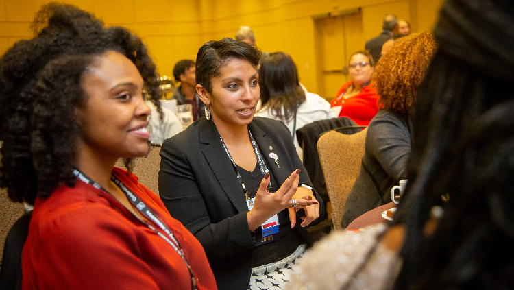 Marguerite Matthews talking during a roundtable session at Neuroscience 2019 in Chicago, IL