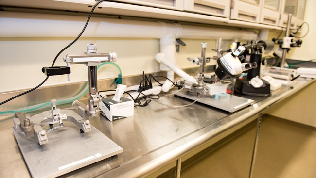 Photo of a lab bench with multiple instruments.