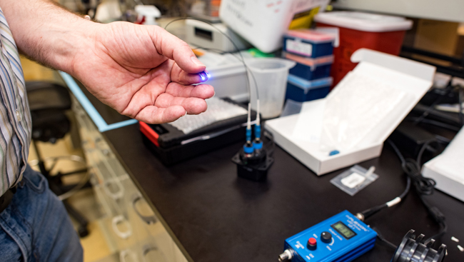 Set up for an optogenetics experiment in the lab