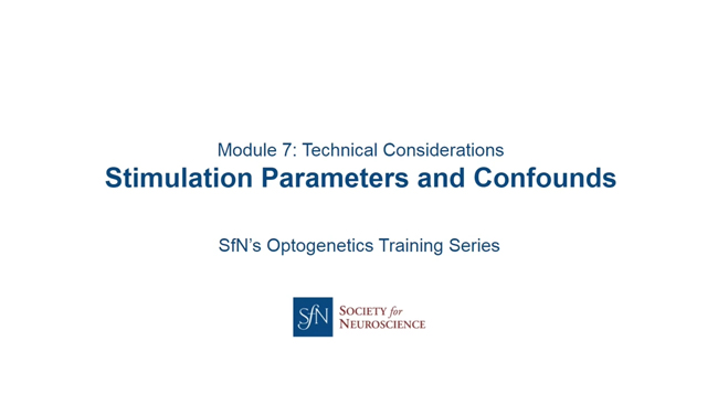 Technical Considerations — Stimulation Parameters and Confounds title image with SfN logo