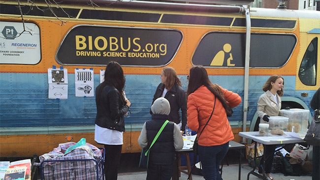 A mobile lab, Biobus, that enables children and adults to participate in hands-on scientific experiments.  