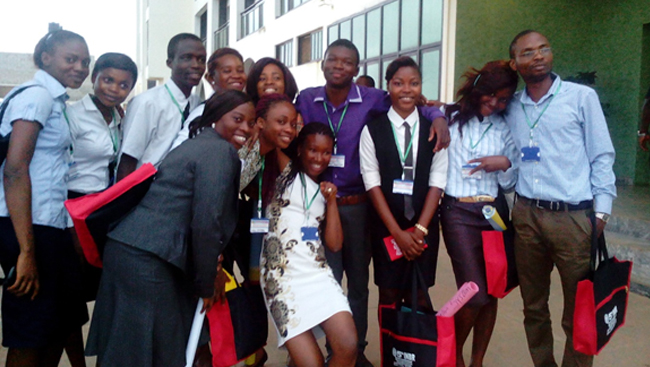 Students of Imo State University, Owerri and Obafemi Awolowo University Ile-Ife at a neuroscience conference in Owerri, Nigeria.