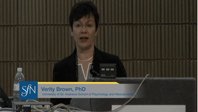 Female neuroscientist speaking. 