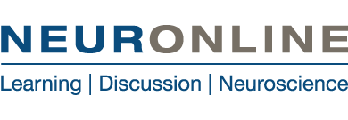 Neuronline logo with Neuronline written in blue and gold text. Below the word Neuronline reads "Learning, Discussion, Neuroscience"
